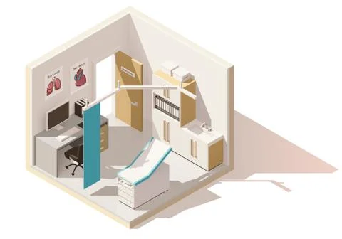 Vector isometric low poly doctors office icon Stock Illustration