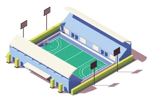 Vector isometric low poly field hockey stadium Illustrazione stock