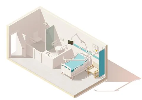 Vector isometric low poly hospital ward Illustrazione stock