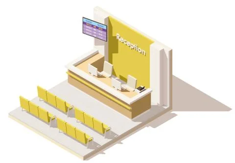 Vector isometric low poly hospital reception Stock Illustration