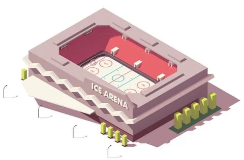 Vector isometric low poly ice hockey rink Stock Illustration