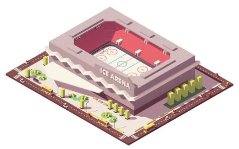 Vector isometric low poly ice hockey rink Stock Illustration