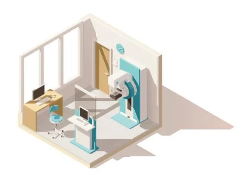 Vector isometric low poly mammography room Stock Illustration
