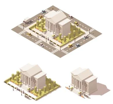 Vector isometric low poly museum building icon Stock Illustration
