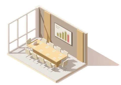 Vector isometric low poly office conference room イラスト素材