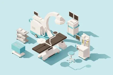 Vector isometric low poly operating room Illustrazione stock
