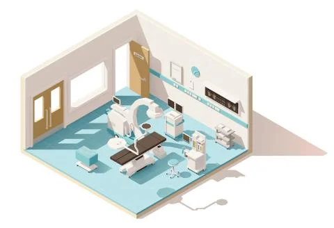 Vector isometric low poly operating room Stock Illustration