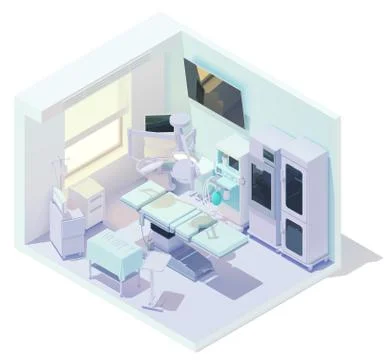Vector isometric low poly operating room Stock Illustration