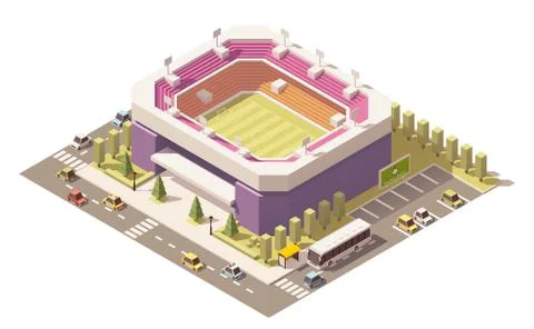 Vector isometric low poly soccer stadium Stock Illustration