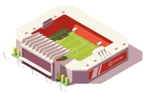 Vector isometric low poly soccer stadium Stock Illustration