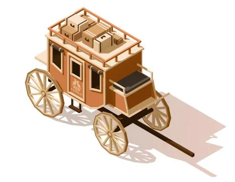 Vector isometric low poly stagecoach icon Stock Illustration