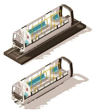 Vector isometric low poly subway train cross-section Stock Illustration