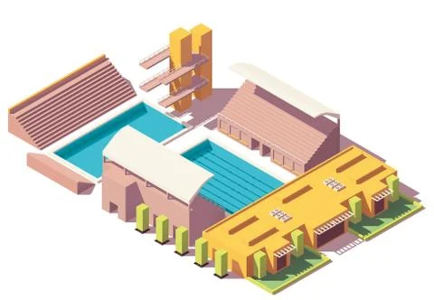 Vector isometric low poly swimming pool Stock Illustration