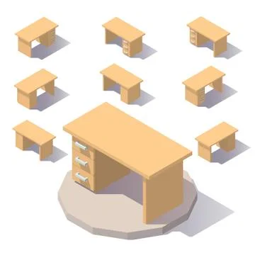 Vector isometric low poly Table Stock Illustration