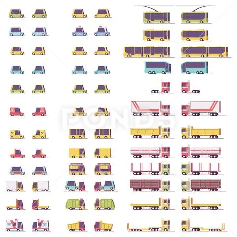 Vector isometric low poly transport set Stock Illustration