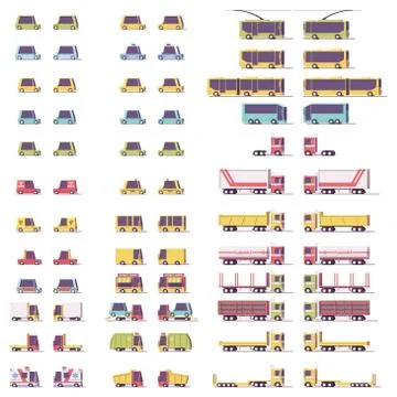 Vector isometric low poly transport set Stock Illustration