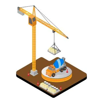 Vector isometric low poly under construction. Stock Illustration