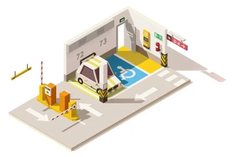 Vector isometric low poly underground car parking Stock Illustration