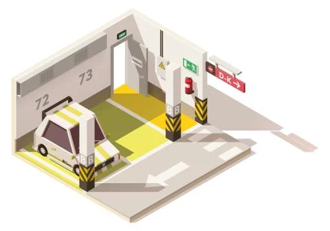 Vector isometric low poly underground car parking Stock Illustration