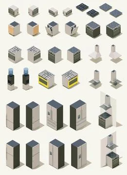 Vector isometric major kitchen appliances and equipment Stock Illustration