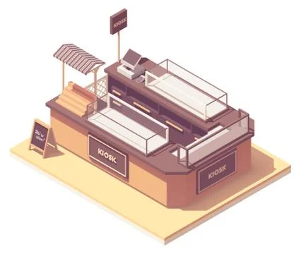 Vector isometric mall retail kiosk Stock Illustration