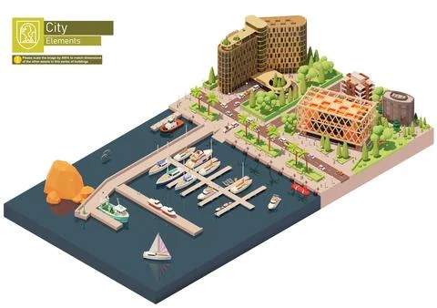 Vector isometric marina Stock Illustration
