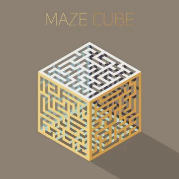 Vector Isometric Maze Cube Cage Design Concept Illustrazione stock