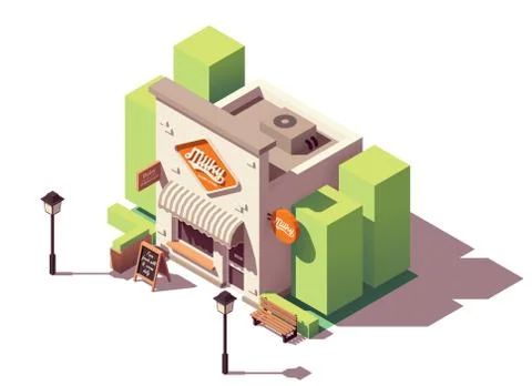 Vector isometric milk shop Stock Illustration
