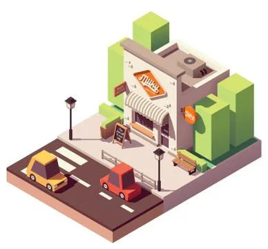 Vector isometric milk shop Stock Illustration