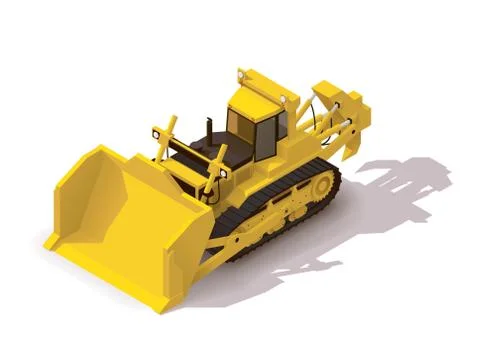 Vector isometric mining bulldozer Stock Illustration