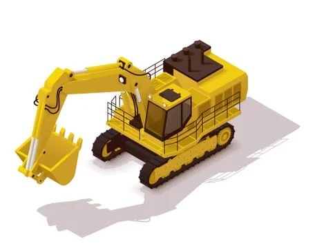 Vector isometric mining excavator Stock Illustration