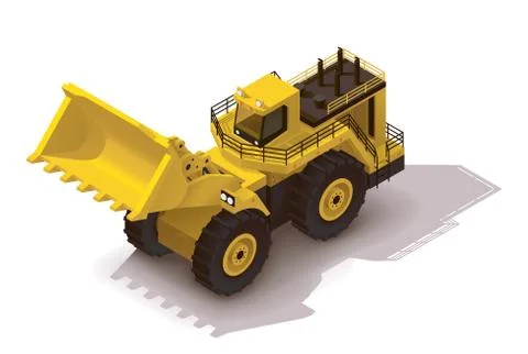 Vector isometric mining wheel loader Stock Illustration