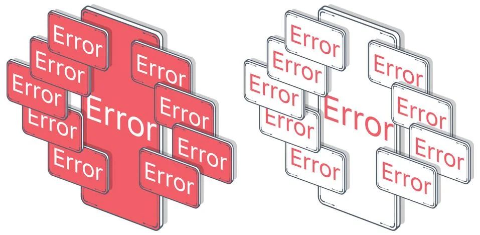 Vector, isometric mobile screen with error, alarm and hazard notification Stock Illustration