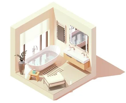 Vector isometric modern bathroom Stock Illustration