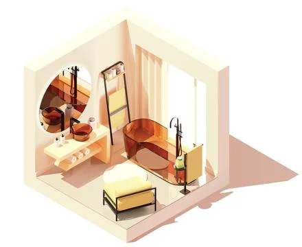 Vector isometric modern bathroom Stock Illustration