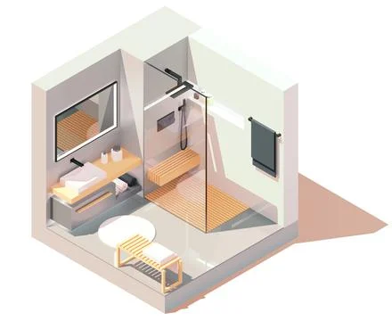 Vector isometric modern bathroom Stock Illustration