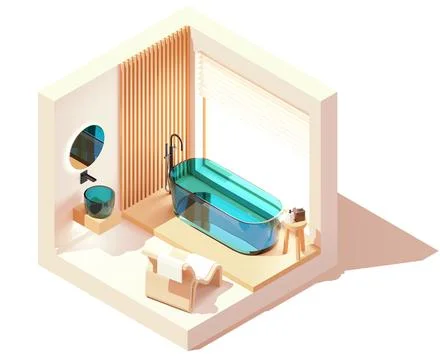 Vector isometric modern bathroom Stock Illustration
