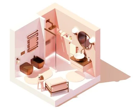 Vector isometric modern bathroom Stock Illustration