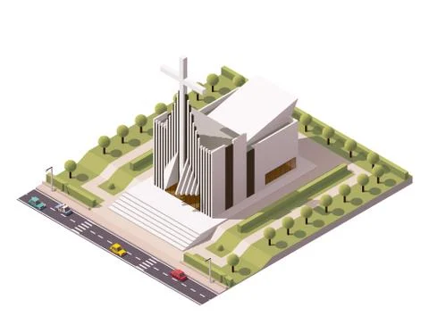 Vector isometric modern church Stock Illustration