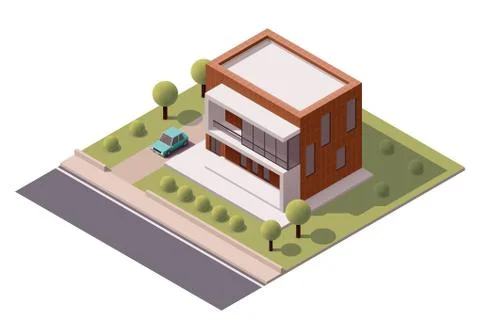Vector isometric modern house Stock Illustration