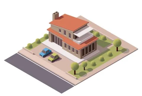 Vector isometric modern house Stock Illustration