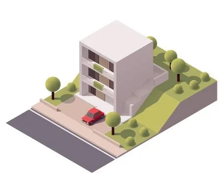 Vector isometric modern house Illustrazione stock