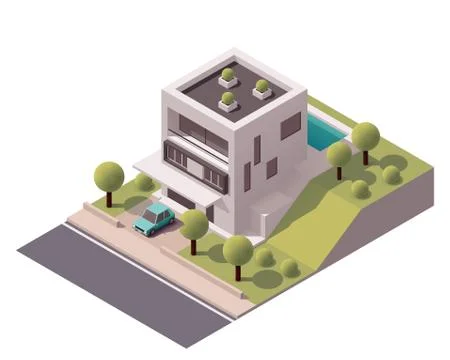 Vector isometric modern house Stock Illustration