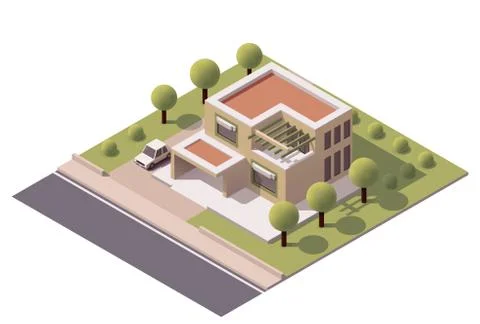Vector isometric modern house Stock Illustration