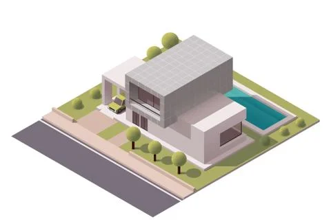 Vector isometric modern house Stock Illustration