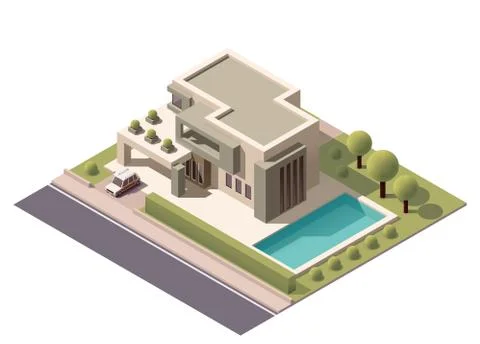 Vector isometric modern house Stock Illustration