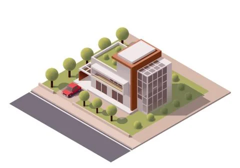 Vector isometric modern house Stock Illustration