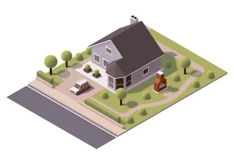 Vector isometric modern house Stock Illustration