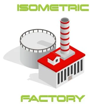Vector isometric modern industrial and manufacturing factory building icon Stock Illustration