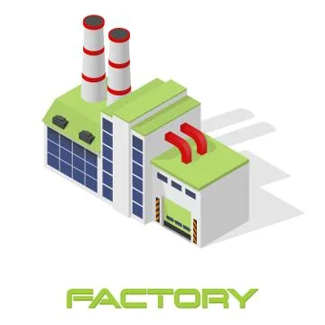 Vector isometric modern industrial and manufacturing factory building icon Stock Illustration